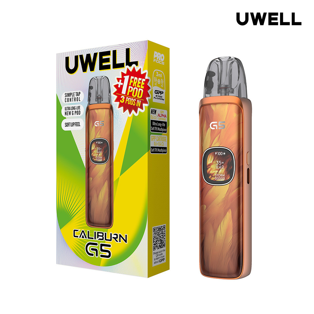 Uwell CALIBURN G5 1600mAh Pod System Starter Kit With 3 x 3ML Refillable CALIBURN GPP Cartridge Pod (MSRP $36.99)