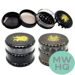 Shredder 4 Piece Large Grinder With Clear Layer Window - Style 34 - 67mm - 4 Part - Assorted Colors