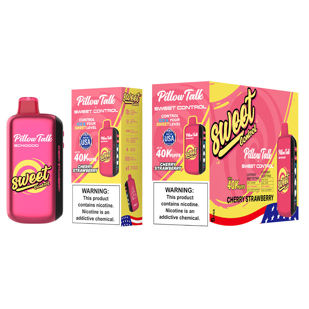 Pillow Talk Sweet Control 40K Puffs 20ML Disposable Device With Ice & Sweet Control - Display of 5 - Built In USA (MSRP $17.99 Each)