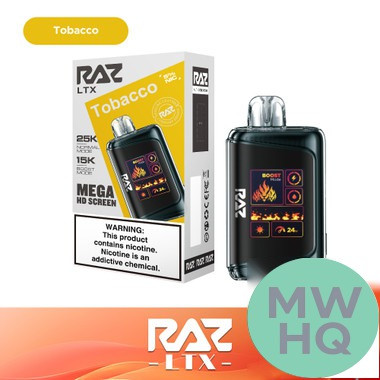 RAZ LTX 25K Puffs 16ML Disposable Device With Adjustable Airflow System & Mega HD Screen - Display of 5