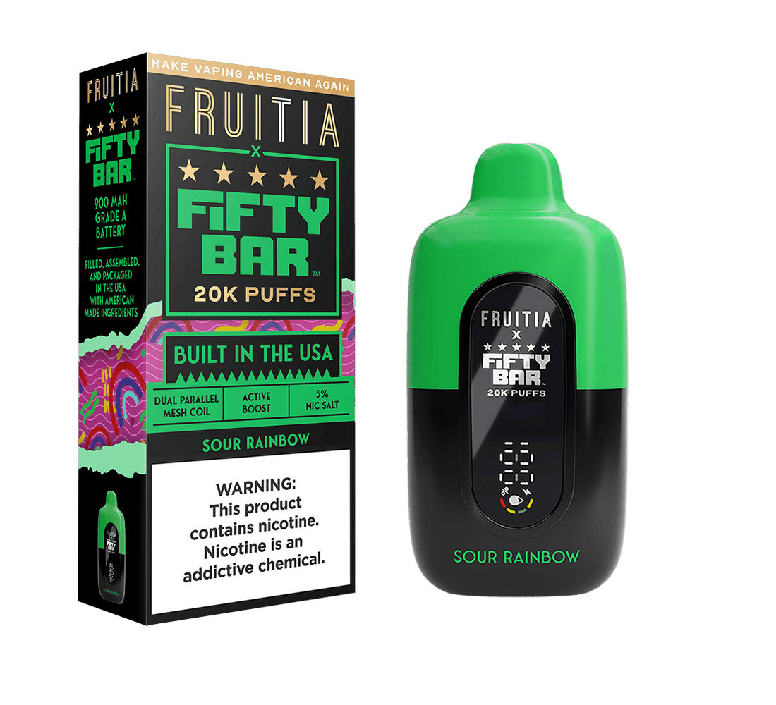 Fruitia x Fifty Bar 18ML 20K Puffs Nicotine Disposable Device With Always Active Boost & Adjustable Airflow - Display of 5 - TEXAS COMPLIANT