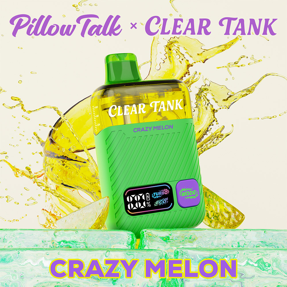 Pillow Talk Clear Tank 60K Puffs 18ML Disposable Device With Dual Mesh - Display of 5 - TEXAS COMPLIANT (MSRP $17.99 Each)