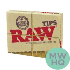 RAW Filter Tips - Natural Slow Burning Pre-Rolled Tips - Original - 21 Tips Per Pack - 20 Pack