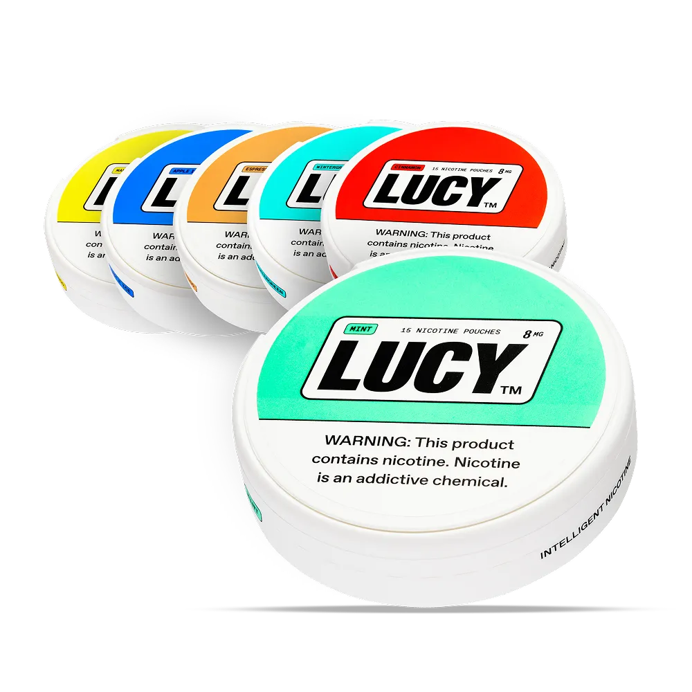 Lucy Slim Format Intelligent Nicotine Pouches - 15 Pouches Per Can - Pack of 5 Cans
