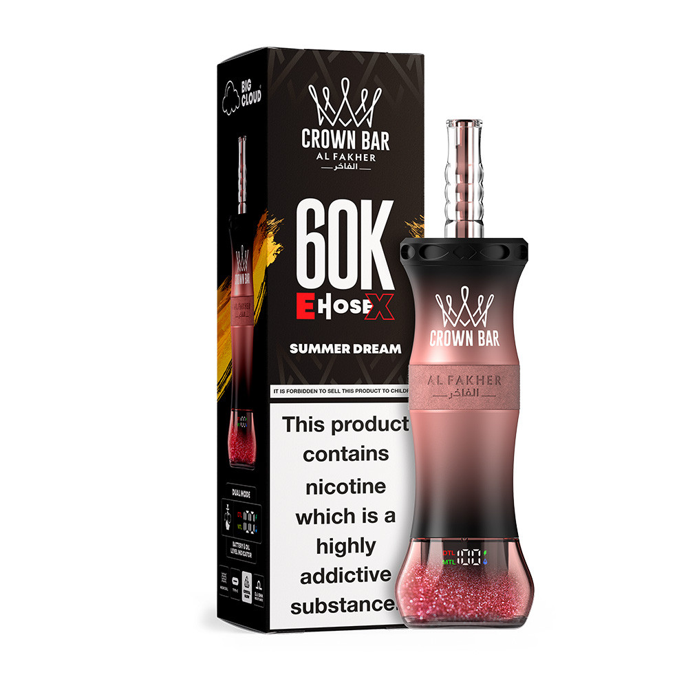 Al Fakher Crown Bar E Hose X / Cloud X 60K Puffs 50ML Disposable Device With Dual Mode - Display of 5 (MSRP $29.99 Each)