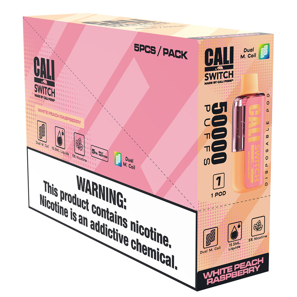 Cali Switch 50K Puffs 15.5ML Disposable Pod Made By Cali Pods - Display of 5 (MSRP $14.99 Each)