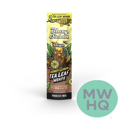 Blazy Susan Tea Leaf Wraps Tobacco & Nicotine Free Vegan - Pack of 2 - Display of 25 Packs