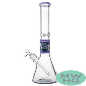 BoroTech Wig Wag Colored Glass Bong Water Pipe Beaker Base With Downstem Designed By Calibear - 1200 Grams - 16 Inches [JY3014]
