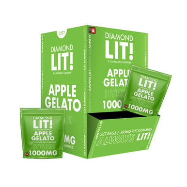 Diamond LIT! THC Gummies 1000MG - 2ct Pack - Display of 25 Packs