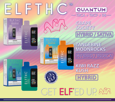 ELFTHC QUANTUM Delta 8 + THCA + THCP Rechargeable Disposable With Digital Screen 8G - Display of 5