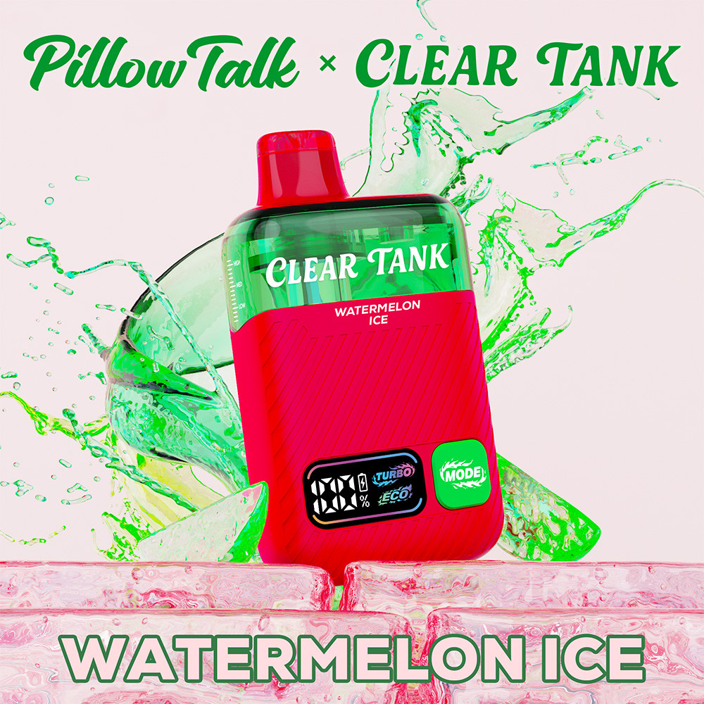 Pillow Talk Clear Tank 60K Puffs 18ML Disposable Device With Dual Mesh - Display of 5 - TEXAS COMPLIANT (MSRP $17.99 Each)
