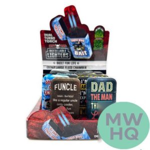 Smokezilla Patriotic Gearhead Dual Turbo Torch Lighter - Assorted Designs - Display of 12 [25838]
