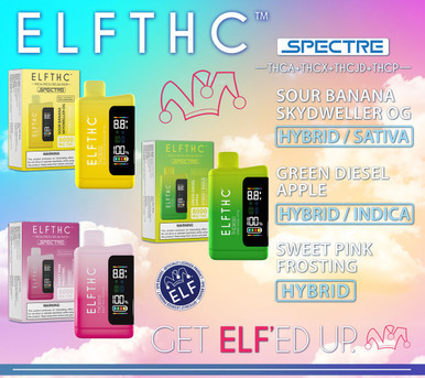 ELFTHC SPECTRE Delta THCA + THCX + THCJD + THCP + Liquid Diamond Infused Rechargeable Disposable With Digital Screen 8G - Display of 5