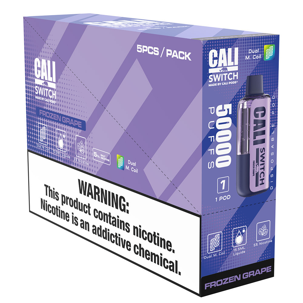 Cali Switch 50K Puffs 15.5ML Disposable Pod Made By Cali Pods - Display of 5 (MSRP $14.99 Each)