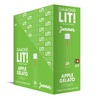 Diamond LIT! Jammer THC Diamond Disposable Vape 1G - Display of 5 (MSRP $16.99 Each)