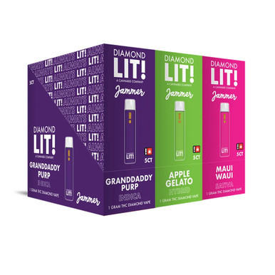 Diamond LIT! Jammer THC Diamond Disposable Vape 1G - Display of 5 (MSRP $16.99 Each)