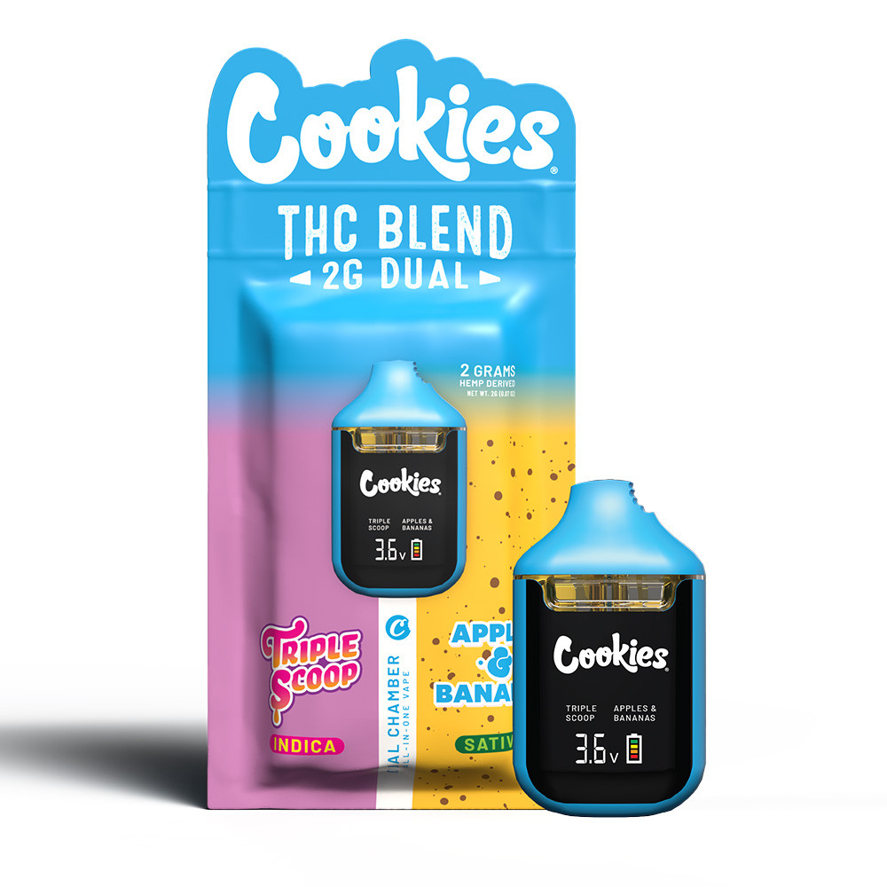 Cookies All-In-One Blend D8 + CBD + THC-B + THC-P Dual Chamber Disposable Vape 2G - Display of 5 (MSRP $35.99 Each)