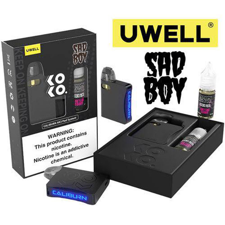 Uwell CALIBURN KOKO AK3 520mAh Pod System Starter Kit With 2 x 2ML Refillable A3S Pods & 10ML 50mg Salt Nicotine E-Liquid Bottle