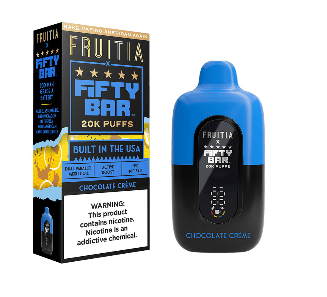 Fruitia x Fifty Bar 18ML 20K Puffs Nicotine Disposable Device With Always Active Boost & Adjustable Airflow - Display of 5 - TEXAS COMPLIANT