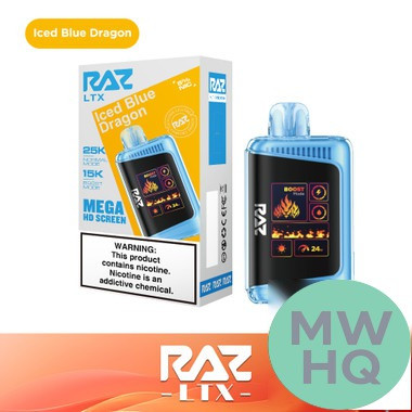 RAZ LTX 25K Puffs 16ML Disposable Device With Adjustable Airflow System & Mega HD Screen - Display of 5