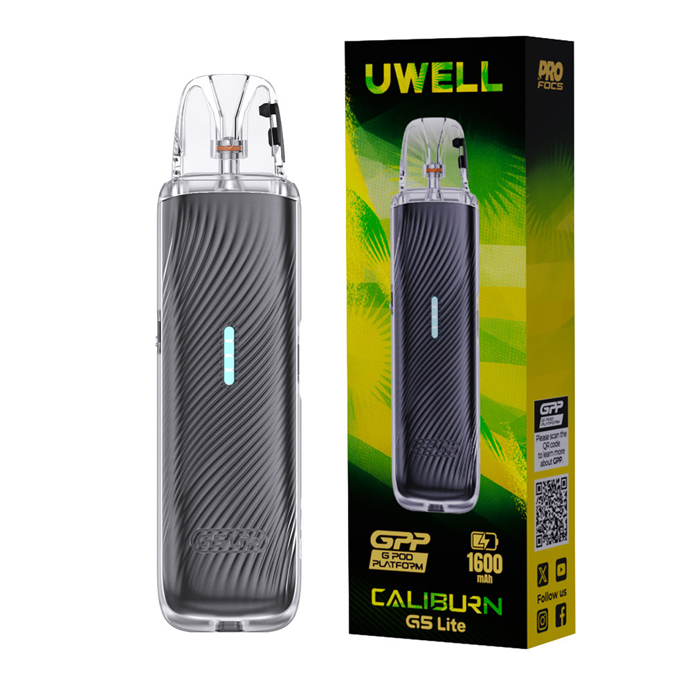 Uwell CALIBURN G5 Lite 1600mAh Pod System Starter Kit With 3ML Refillable CALIBURN GPP Integrated Coil Cartridge Pod (MSRP $14.99)