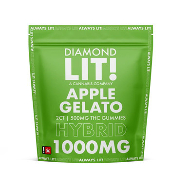 Diamond LIT! THC Gummies 1000MG - 2ct Pack - Display of 25 Packs