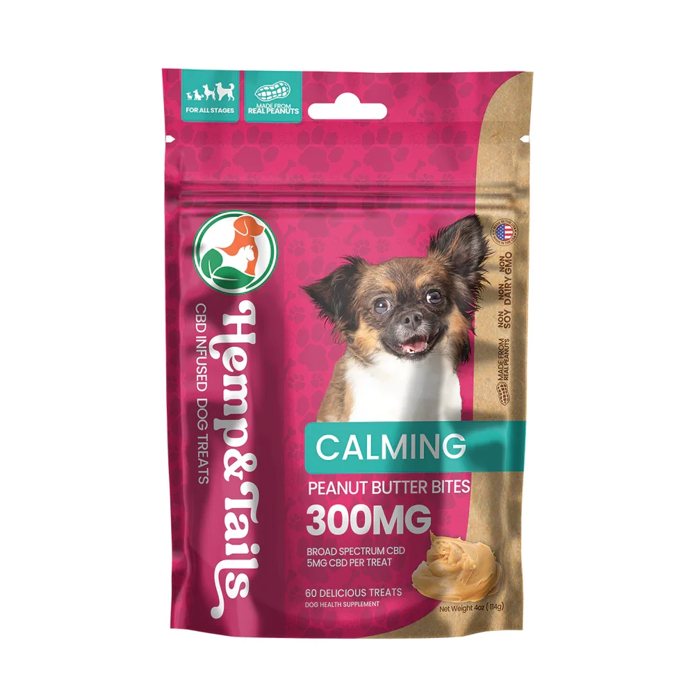 Hemp & Tails Broad Spectrum CBD Infused Pet Treats 300MG - 60ct Pack - Display of 5 Packs (MSRP $17.99 Each)