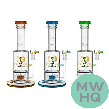 Tsunami Glass Water Pipe With Sprinkler Cube Perc - 15.5 Inches - 1055 Grams