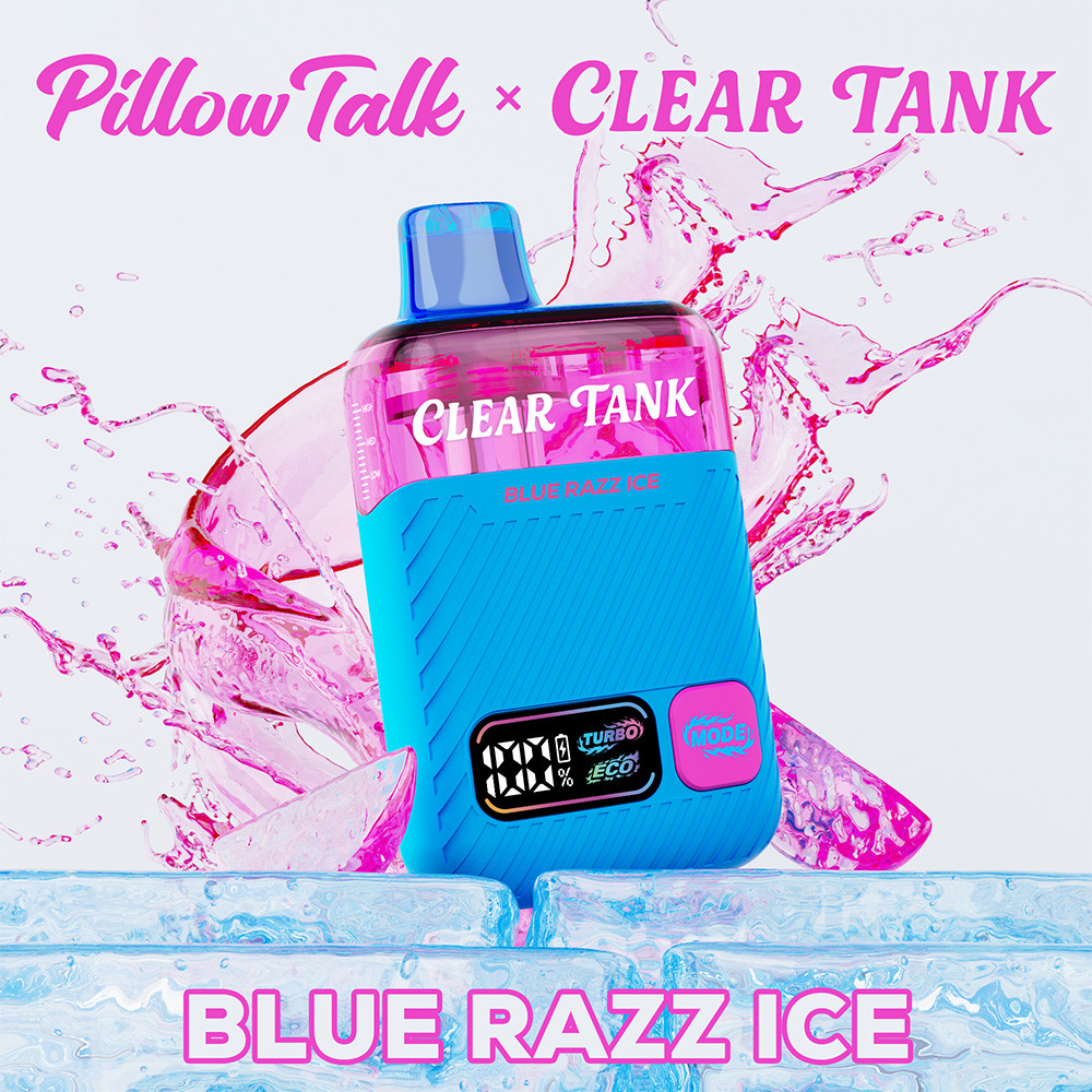 Pillow Talk Clear Tank 60K Puffs 18ML Disposable Device With Dual Mesh - Display of 5 - TEXAS COMPLIANT (MSRP $17.99 Each)