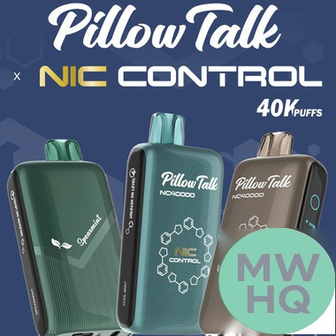 Pillow Talk Nic Control NC40000 Puffs 20ML Disposable Device With Touch To Adjust Nic Level & LED Screen - Display of 5 - TEXAS COMPLIANT