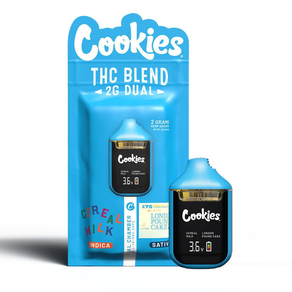 Cookies All-In-One Blend D8 + CBD + THC-B + THC-P Dual Chamber Disposable Vape 2G - Display of 5 (MSRP $35.99 Each)