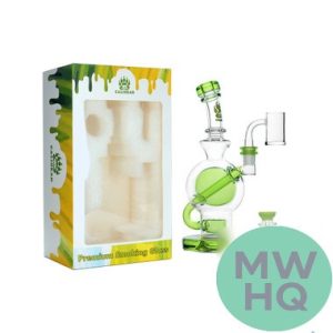 Calibear Colored Ball Glass Water Pipe Dab Rig Thick Base With Seed of Life Perc - 410 Grams - 8.5 Inches [GB325]