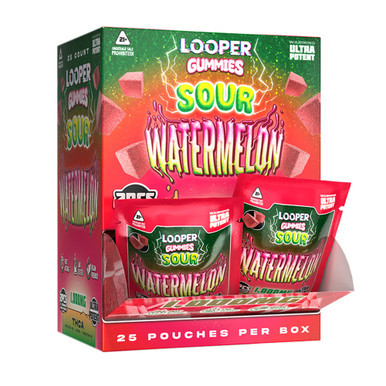 Looper Delta-9 + HHC + Delta-8 + THCA Gummies 1000MG - 2ct Pouch - Display of 25 Pouches