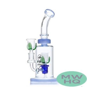 Dragon Glass Flower Theme Thick Base & Bent Neck Water Pipe - 580 Grams - 10 Inches - Assorted Colors [DGE-464] (MSRP $57.00)