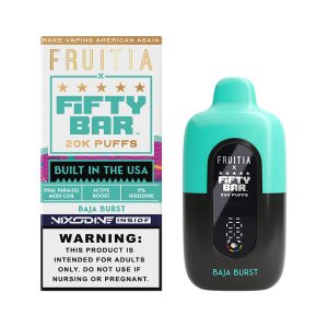Fruitia x Fifty Bar 18ML 20K Puffs Nixodine Disposable Device With Always Active Boost & Adjustable Airflow - Display of 5 (MSRP $19.99 Each)