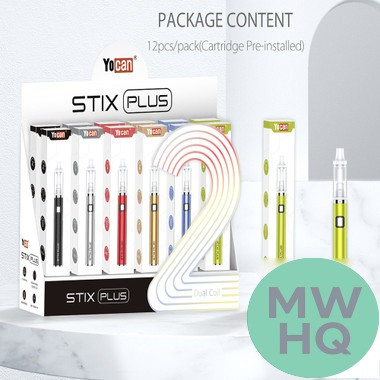 Yocan Stix Plus 650mAh Variable Voltage Vaporizer Kit With 2 Dual Coils - Display of 12