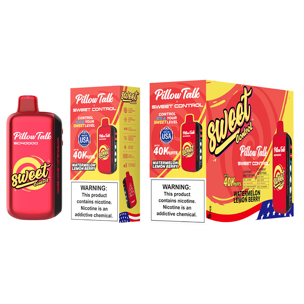 Pillow Talk Sweet Control 40K Puffs 20ML Disposable Device With Ice & Sweet Control - Display of 5 - Built In USA (MSRP $17.99 Each)