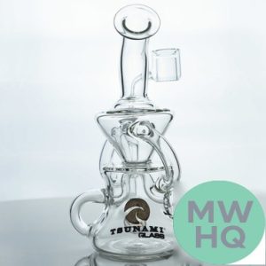 Tsunami Glass Water Pipe Sprinkler Recycler With Diffused Downstem - 315 Grams - 7.5 Inches