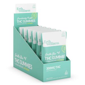 Erth Wellness Delta-9 THC + Strain-Specific Live Resin Gummies 300MG - 30ct Pouch - Display of 6 Pouches