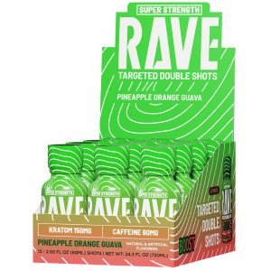Rave Kratom Targeted Double Shot 60ML - Display of 12 (MSRP $17.99 Each)
