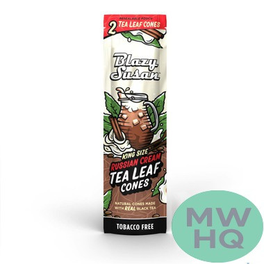 Blazy Susan Tea Leaf King Size Cones Tobacco & Nicotine Free Vegan - Pack of 2 - Display of 10 Packs