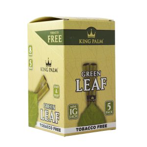 King Palm Green Leaf Mini Tobacco Free Rolls 1G - 5ct Pack - Display of 8 Packs (MSRP $7.99 Each)