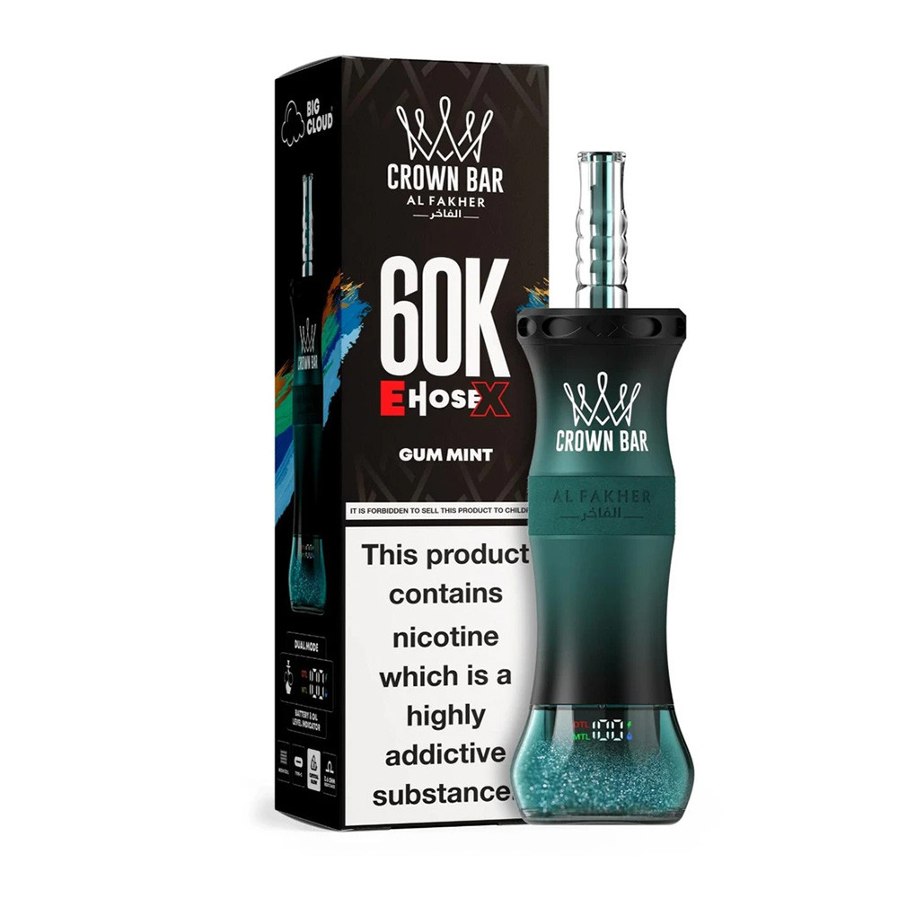 Al Fakher Crown Bar E Hose X / Cloud X 60K Puffs 50ML Disposable Device With Dual Mode - Display of 5 (MSRP $29.99 Each)