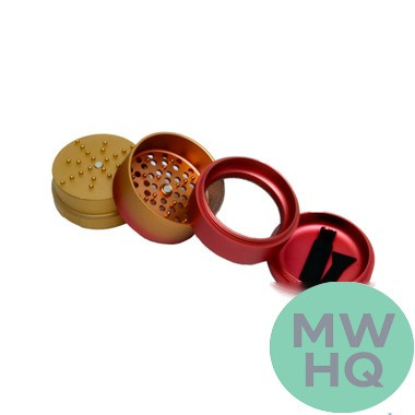 Neu Dry Herb Aluminum Grinder With Ashtray & Storage Top - 63 mm - 4 Parts
