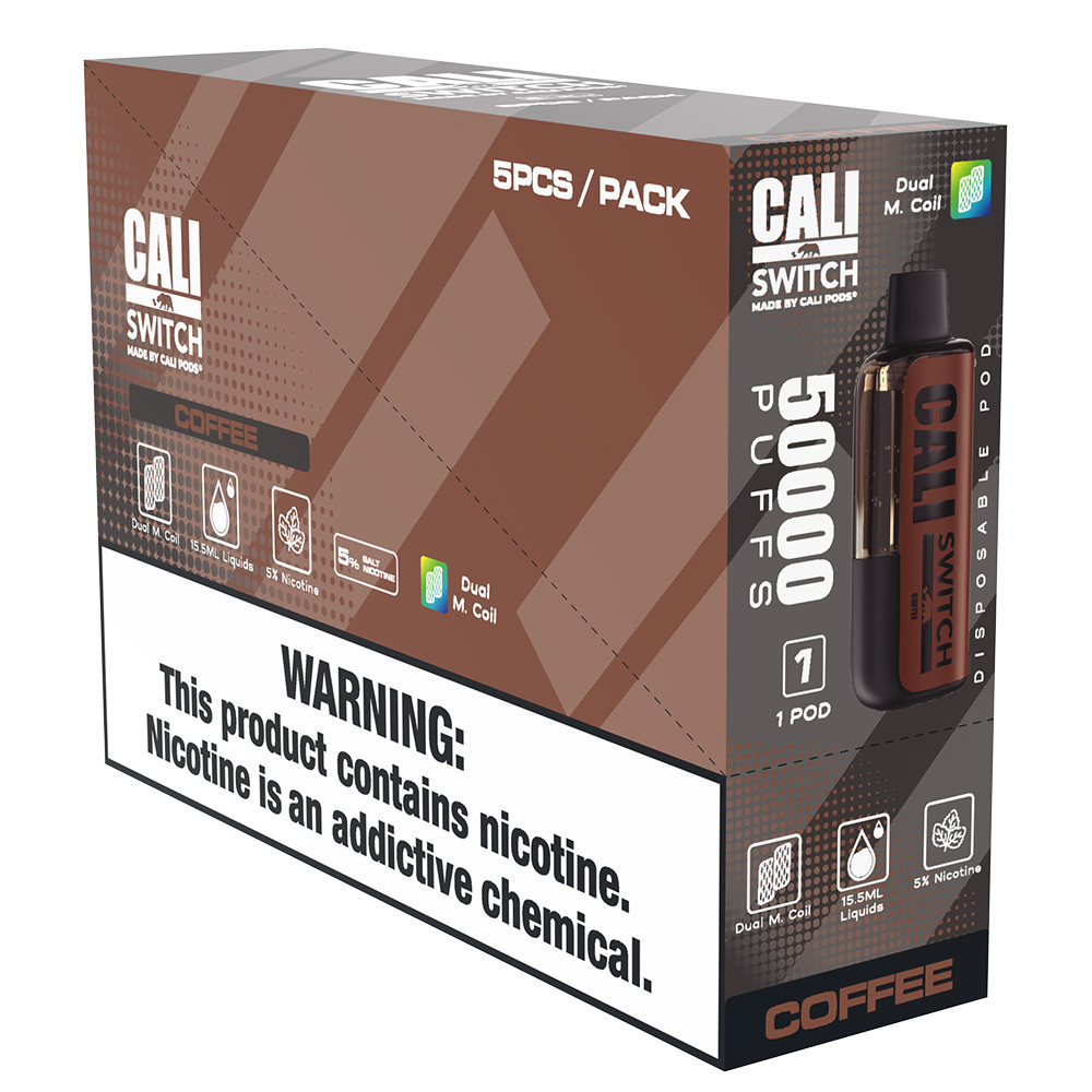 Cali Switch 50K Puffs 15.5ML Disposable Pod Made By Cali Pods - Display of 5 (MSRP $14.99 Each)
