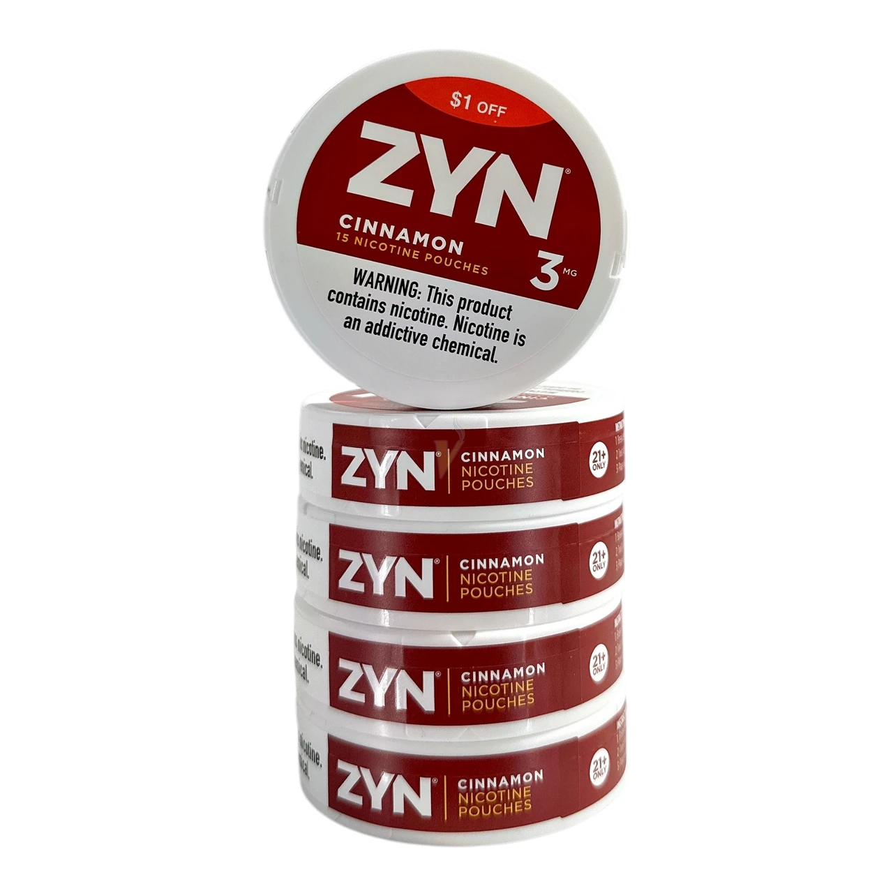 ZYN Nicotine Pouches - 15 Pouches Per Can - Display of 5 Cans (MSRP $5.00 Each)