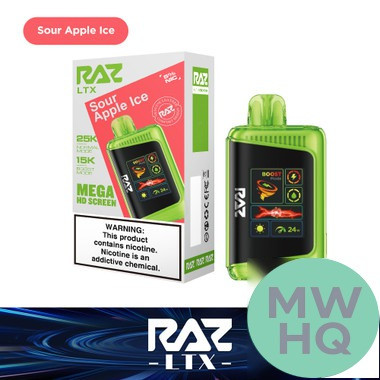 RAZ LTX 25K Puffs 16ML Disposable Device With Adjustable Airflow System & Mega HD Screen - Display of 5