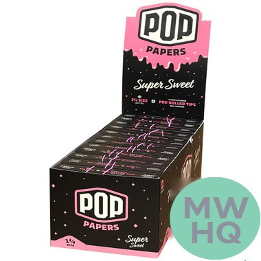 Pop Papers Authentic French Paper Ultra Thin + Pre-Rolled Tips - Display of 24 Packs - Black Display