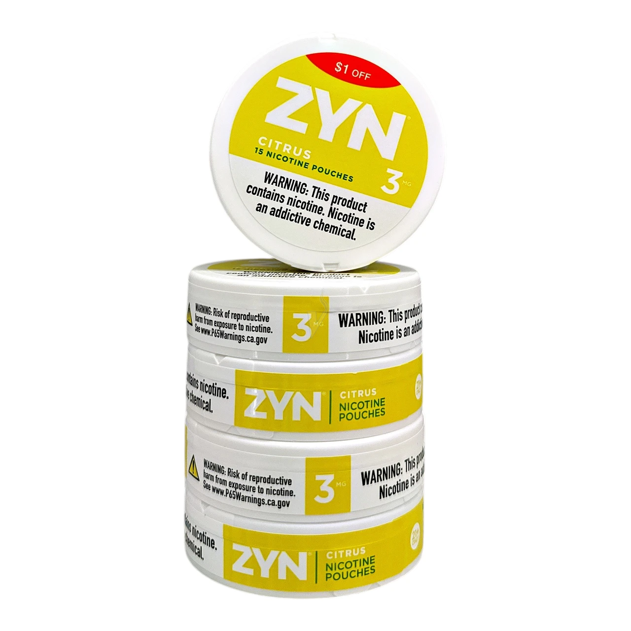 ZYN Nicotine Pouches - 15 Pouches Per Can - Display of 5 Cans (MSRP $5.00 Each)