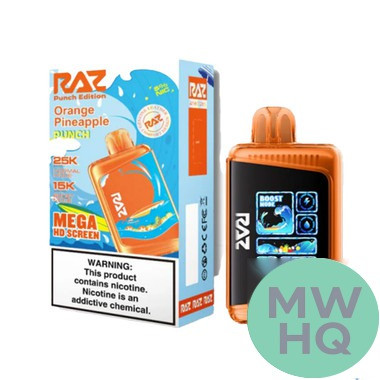 RAZ LTX 25K Puffs 16ML Disposable Device With Adjustable Airflow System & Mega HD Screen - Display of 5